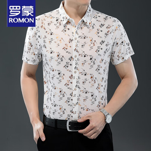 ROMON (ROMON) 25 Summer NUEVA Camisa de manga corta para hombres Camisa delgada de moda Top 9898 Gold 4xl 190
