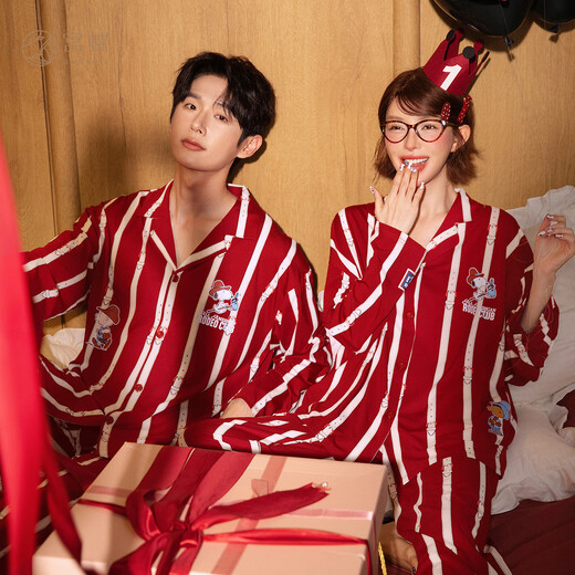 Gong Die Light and Soft Snoopy Red Couple Pajamas for Women Newly Married Long Sleeve Zodiac Year Home Clothes for Men