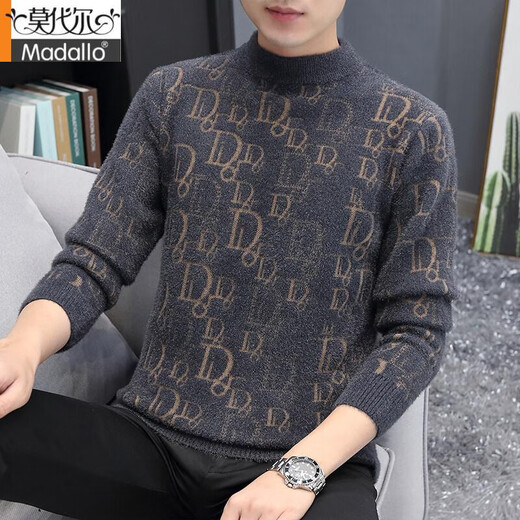 Pull à collier moyen modal Mink Velvet Black Fil Black en hiver épaissis en velours chaud en velours à demi-haut à couche K12156 Black 2xl (recommandé 135-150jin [Jin est égal à 0,5 kg]))