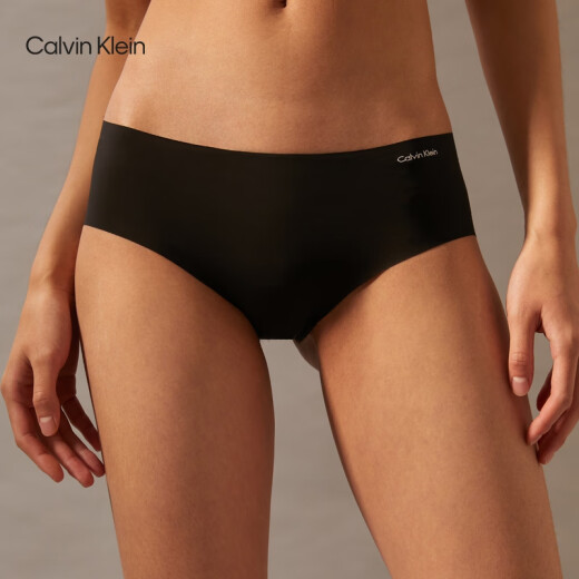 Calvin KleinCK内衣女士两条装舒适无痕棉质裆防夹臀半包臀三角内裤QP1049O 6XY-太空黑/肉色 XS