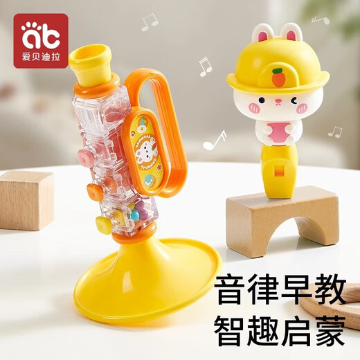 Aibedila petite trompette toys's toys bébé bébé soufflant instrument de musique trompette harmonica souffle sifflet rose trompette + corgi sifflet