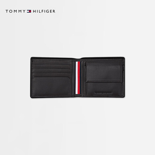 TOMMY HILFIGER Chinese Valentine's Day gift 25 new autumn and winter men's business casual portable cow leather ID card holder wallet black BDS OS