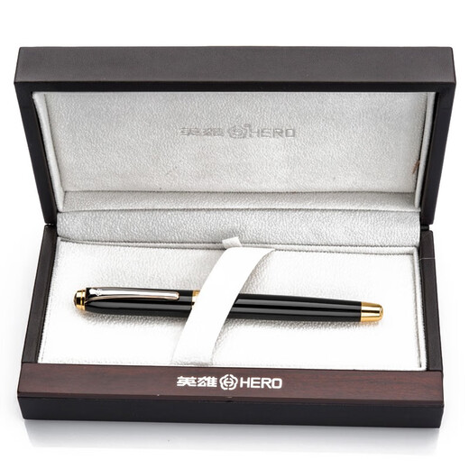 英雄英雄756钢笔男士练字铱金墨水笔暗尖包尖男女学生用商务办公书写 黑色 0.5mm