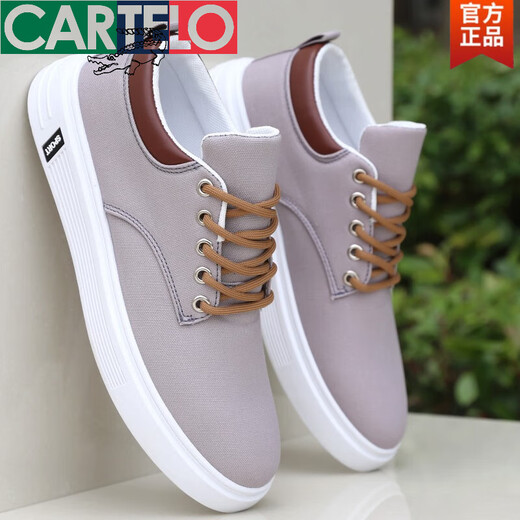 卡帝乐鳄鱼（CARTELO）布鞋男夏季新款百搭板鞋男士运动休闲鞋软底透气帆布鞋男单鞋 ZG-Z-898卡其 （增高kuan） 38