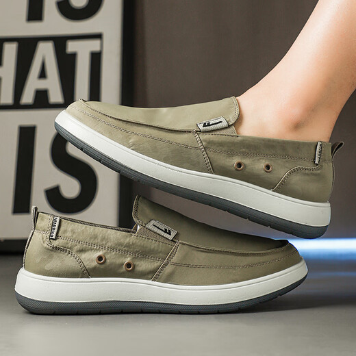 JETRAM men's shoes 2025 new summer thin soft sole lightweight non-slip breathable mesh shoes steadily casual cloth shoes YW-1473 military green 44