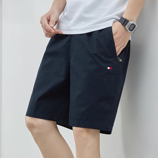 TOMMY JEANS汤米夏季纯棉短裤男百搭宽松沙滩裤 9215深兰花色 M