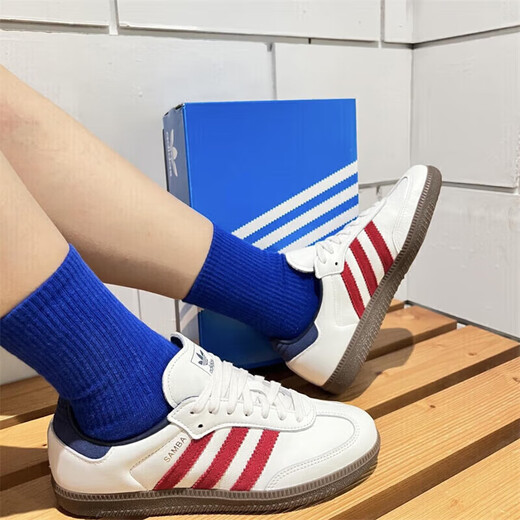 阿迪达斯 （adidas）三叶草官方舰店男鞋女鞋 新款运动鞋SAMBA低帮轻便板鞋休闲鞋 IH4881白红 40.5