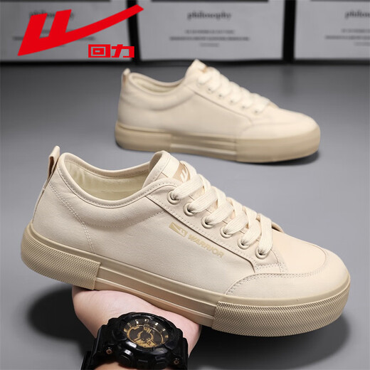 Huili men's shoes in spring and autumn trendy versatile breathable sports canvas shoes for students soft sole low top moral training anti-slip trendy shoes black 41
