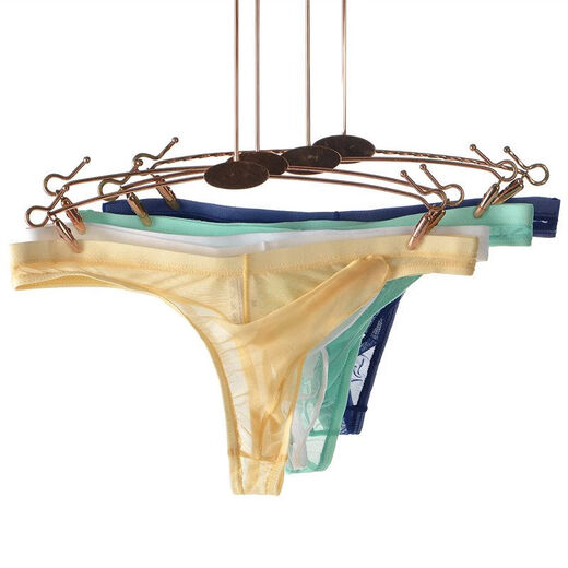 Bullet separated thong men's mesh transparent men's breathable sexy elephant trunk nude underwear sexy gray XXL size