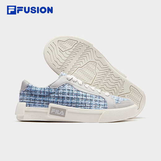 
FILAFUSION FilaFUSION Canvas Shoes Small Flavor Women's Shoes 2025 Autumn New Checked Spliced Board Shoes Quiet Gray/Milky White-QA 37.5