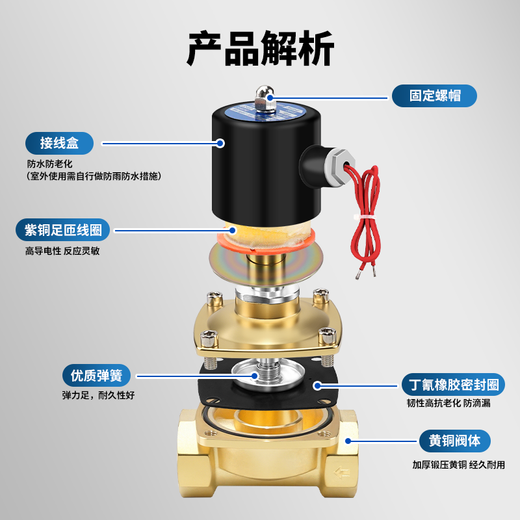 ELECALL solenoid valve (6 points) AC220V copper water valve oil valve air valve normally closed type 2W-200-20