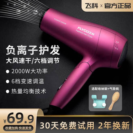 电吹风机家用大功率负离子护发折叠大风速干学生风筒 博锐吹风机fh6296送气垫