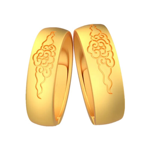 OEMG old Phoenix gold store model ancient gold color auspicious cloud model ancient light luxury ring live mouth index finger ring fashion couple pair auspicious cloud ring (open)