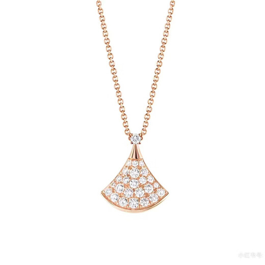 Chuansen spot diva fan necklace for women full of diamonds 18K rose gold platinum small skirt fan pendant clavicle chain rose gold full of diamonds