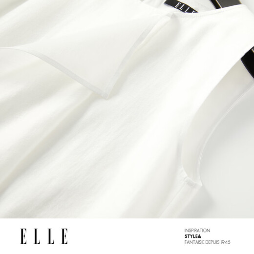 ELLE [Pure White Order] Ruffled Acetate Sleeveless Shirt for Women 2025 Summer New Tencel Chiffon White Shirt White M