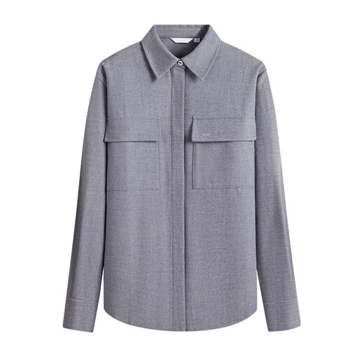 Navigare Italian small sailing women's long-sleeved shirt 2025 autumn and winter new brushed warm shirt simple top for women space gray M