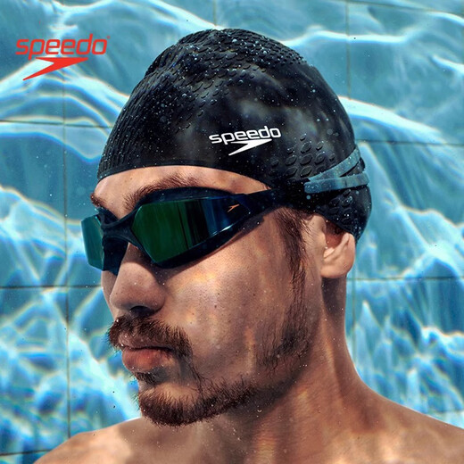 Speedo Racing Swimming Goggles Frameless Large Field of View Unisex HD Anti-Fog Waterproof Adult Couple Swimming Goggles Black/Gold (Coated)