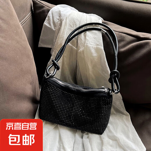 钻包包女2025新款潮时尚高级质感洋气单肩包亮钻小众百搭手提包包 黑色