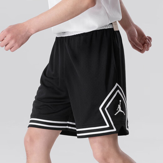 Jordan Herren Mesh Atmungsaktive Dri-FIT Schnelltrocknende Five-Fifth Pants Sportshorts HF9911-010 Schwarz und Weiß M
