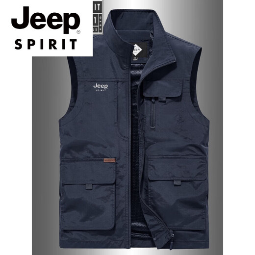 
JEEP SPIRIT high-end brand 2025 spring and autumn vest men multi-pocket middle-aged and elderly photography vest casual fishing workwear horse clip men gray M
