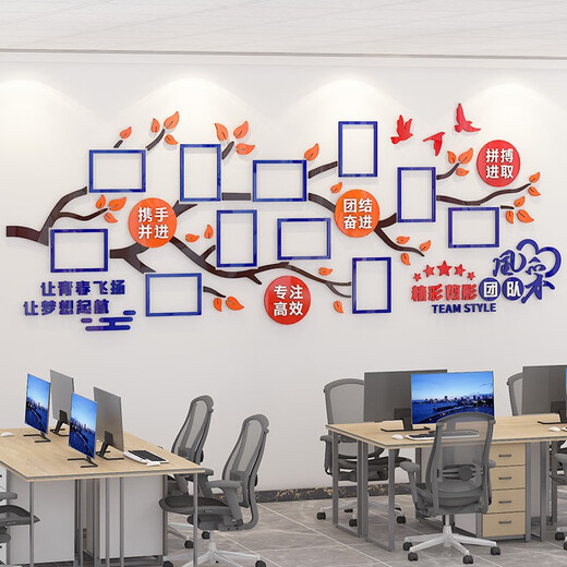 Teamstil Firmenkultur Wand Mitarbeiter Foto Display Wall Bulletin Board Wall Aufkleber Büro -Layout Wanddekoration 3879 Modell A 0cm*0cm