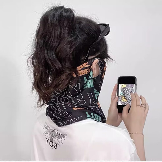 Cycling, driving, fishing, sun protection mask for men and women, full face protective face mask, thin neck gaiter, ice silk neck scarf, fashionable ice silk sun protection mask - black - 1 piece