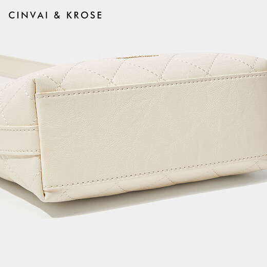 CinvaiKrose official website small c/k bag women's bag 2025 new shoulder bag fashionable diamond bucket bag commuting armpit bag beige white
