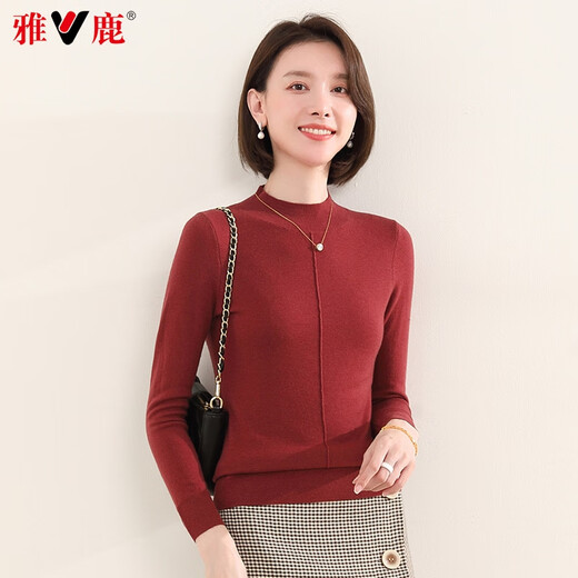 
Yalu cardigan women 100% wool 2025 new solid color fashion sweater autumn and winter base sweater Rice camel color L