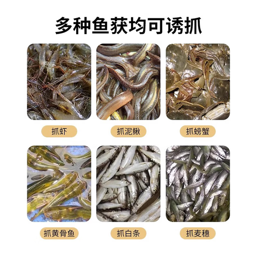 Rice net cage folding shrimp cage floor net fish and shrimp cage fishing net cage fishing artifact catching loach eel cage fishing net dragon 8 holes large size 25cm*70cm four-piece set free bait bag + 6 meters rope + floating ring + luminous beads