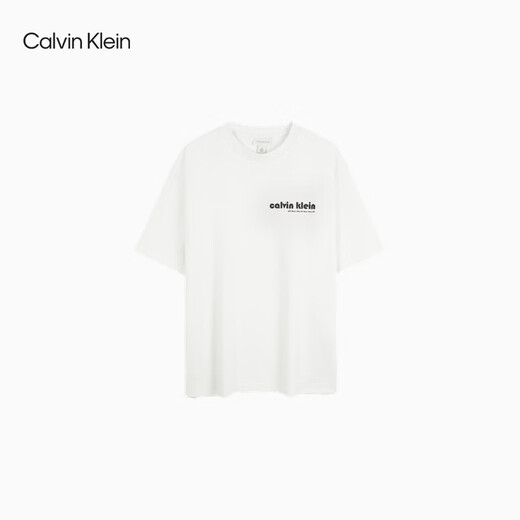 Calvin KleinJeans25早秋新款男士休闲纯色ck字母印花纯棉宽松短袖T恤4RC829G YAA-月光白 M