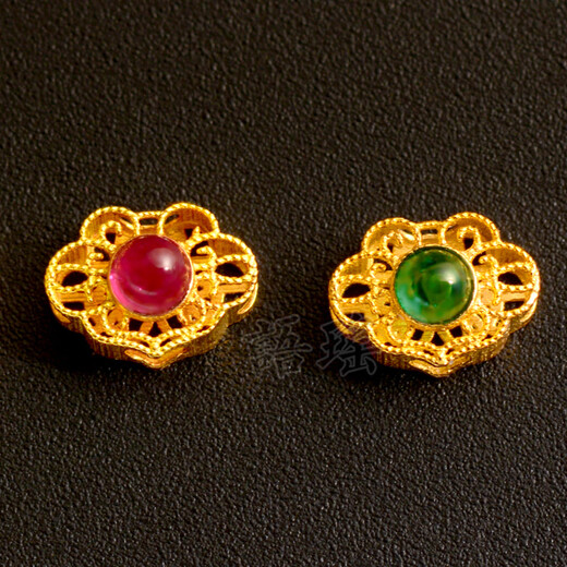 Yuyao 18K gold ancient gold inlay bead cultural toy accessories DIY bracelet bracelet jewelry accessories transfer beads Ruyi Ruby Square Approximately 0.22-0.26g (Item No. 308