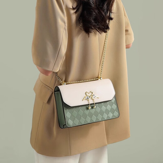 MARIE CLAIRE包包女包奢侈品2025新款单肩女士斜挎包纪念日生日礼物送女友老婆 米白配绿 现货送labubu挂饰