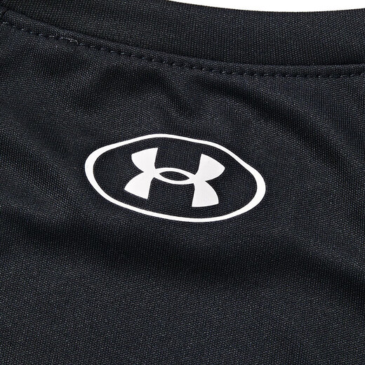 Under Armor children's clothing, children's short-sleeved round neck top, summer style for boys and girls, knitted moisture-absorbent outdoor sports quick-drying T-shirt, black 140, the size is small, please take one size larger as normal