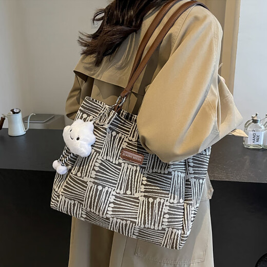 viney新款托特包包女包大容量帆布包单肩包生日礼物送女友老婆 【咖啡色】实用手提包 高级感时尚品牌轻奢百搭通勤大包