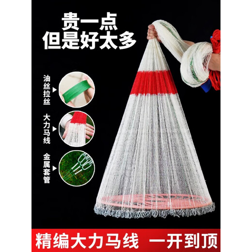 Source of Fishing Dali Horse Line Casting Net Steel Brushed Hand Throwing Net American Big Flying Circle Net Hand Throwing Fishing Net Fishing Net Fishing Artifact Dali Horse Line 2 Finger Net Height 4.5 Meters - Dafei