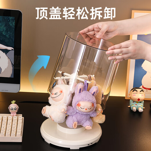 KAMAN labubu display box labubu storage box rotating dust cover vinyl doll plush doll figure display stand electric model rotating display box 1 piece
