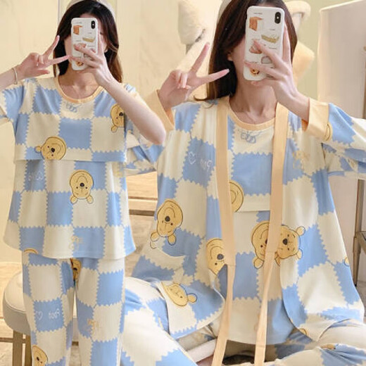 桑琴月子服春秋夏季三件套装薄款产后哺乳衣外出孕妇睡衣产后喂奶2XL 9911西瓜女孩【里短袖】 M 【建议80-100斤】