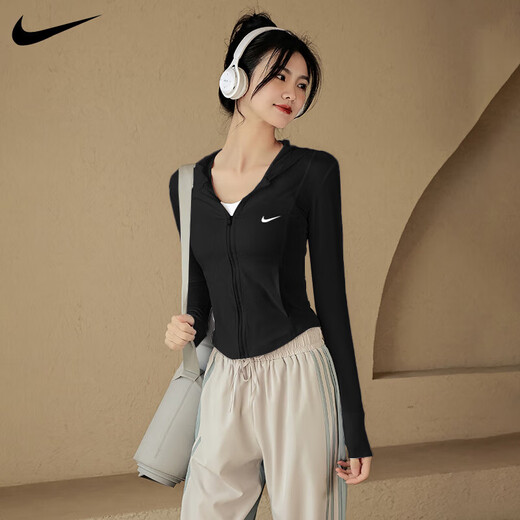 耐克（NIKE）防晒衣女款速干透气凉感防紫外线运动上衣瑜伽健身户外训练服 白色 M 【建议90-110斤b