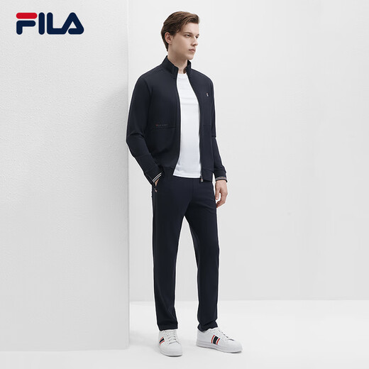 斐乐（FILA）官方男士针织长袖外套夏款时尚休闲商务基础上衣 传奇蓝-NV M 170/92A