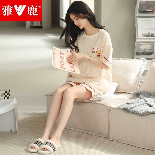 Yalu high-end pajamas for women in summer pure cotton shorts for wear outside 2025 new comfortable home clothing set 9855 M