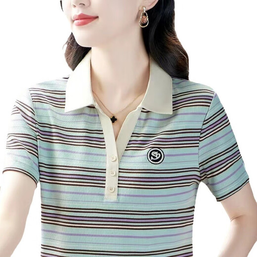 御仕达时尚妈装短袖T恤夏季休闲上衣中年女洋气减龄显瘦打底衫 9926咖色 M