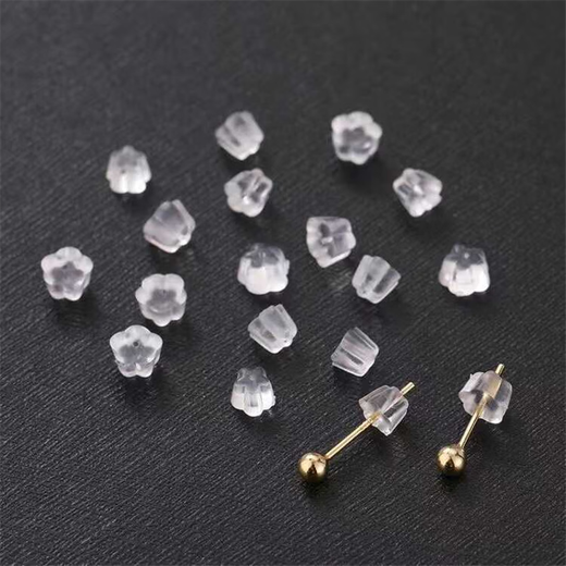 Plum transparent rubber silicone anti-plastic ear plugs diy earrings earrings leather plugs back ear caps plum ear plugs 100 pcs