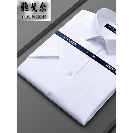 雅戈尔旗舰官方店短袖衬衫2025男士夏季新款商务休闲职业正装免烫抗皱白 [蓝白条]DX6623 38 100-120
