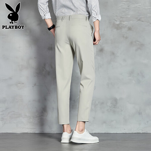 Playboy (Playboy) Pantalones informales de nueve puntos Pantalones pequeños para hombres Summer NUEVA TENTRA VERSATILE PITOS SLIM LARGOS Hombres 9898 Caki 31