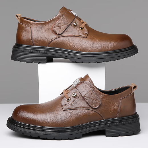 
Men's British style thick-soled workwear casual shoes trendy versatile men's shoes leather shoes (item number 9908) brown 40