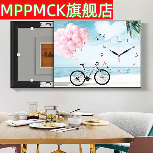 MPPMCK Nordic Light Luxury Meter Box Dekorative Gemälde mit Uhr neuer Stil Schwacher Strom Box Blockinguhr ohne Stanzschalter Hanges Malmale Frischgrüne Pflanze 15099 50*40 kann 40*30 rechter Druck und Ziehen aufnehmen