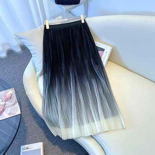Color de falda negro Color Mesh Pleated Falda Spring y Summer Nuevo Slim A-Line Slim Skirt Longitud Media Longitud 1365 Black L Recomendado [115-125Jin [Jin equivale a 0.5 kg]]]