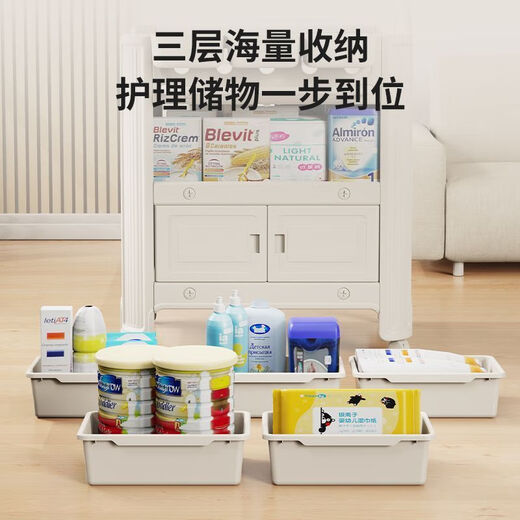 万合鹿婴儿尿布台宝宝抚触护理台换尿布可移动新生儿洗浴婴儿床 环保材质HDPE+零甲醛用得放心 普通款*基础[无配]