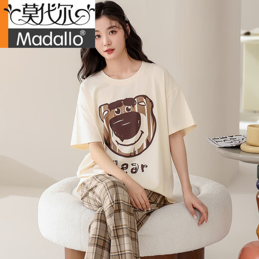 Modal 2025 Pajama nuevo para mujeres en verano Algodón puro Pantalones de manga corta Ropa casera casual de primavera y rayas de verano para mujeres JB684 Mujeres XL Estilo de mujeres