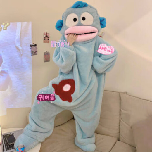 桑琴搞怪情侣连体睡衣男女款秋冬季加厚珊瑚绒卡通大码睡袋毛绒家居服 单件睡袍 4840单袍 M